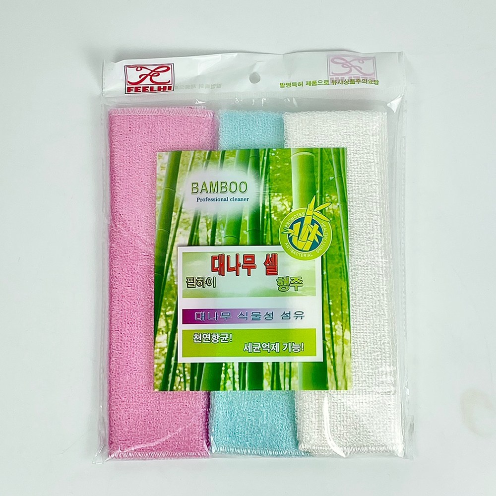 필하이 세제가 필요없는 대나무셀 행주 천연향균 수세미, 혼합(화이트1개, 블루1개, 핑크1개) 3개, 1세트 9,890원