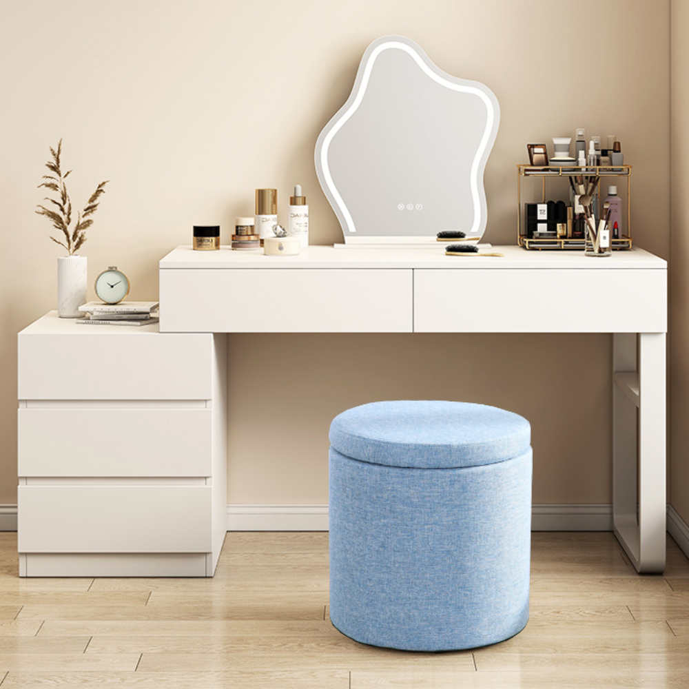 머니풀 마카롱 수납 패브릭 화장대 스툴, 블루, 1개 22,990원