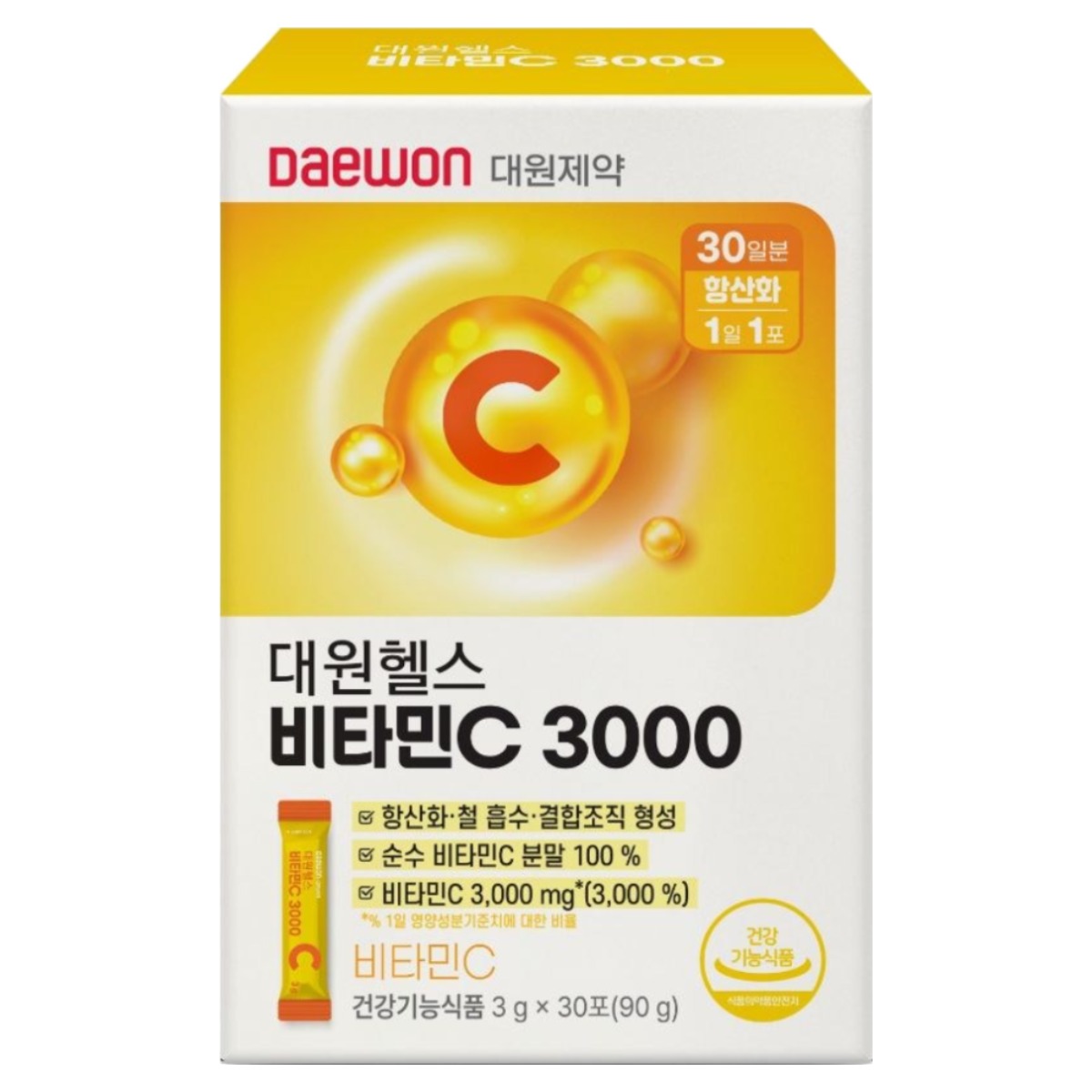 대원제약 고함량 비타민C 3000mg (순수 항산화 비타민 분말 /1개월분), 1박스, 30회분 10,990원