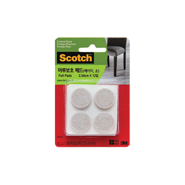 3M 마루보호패드 원형 베이지 소 SP848NA 2.54cm 12개입, 12개 1,850원