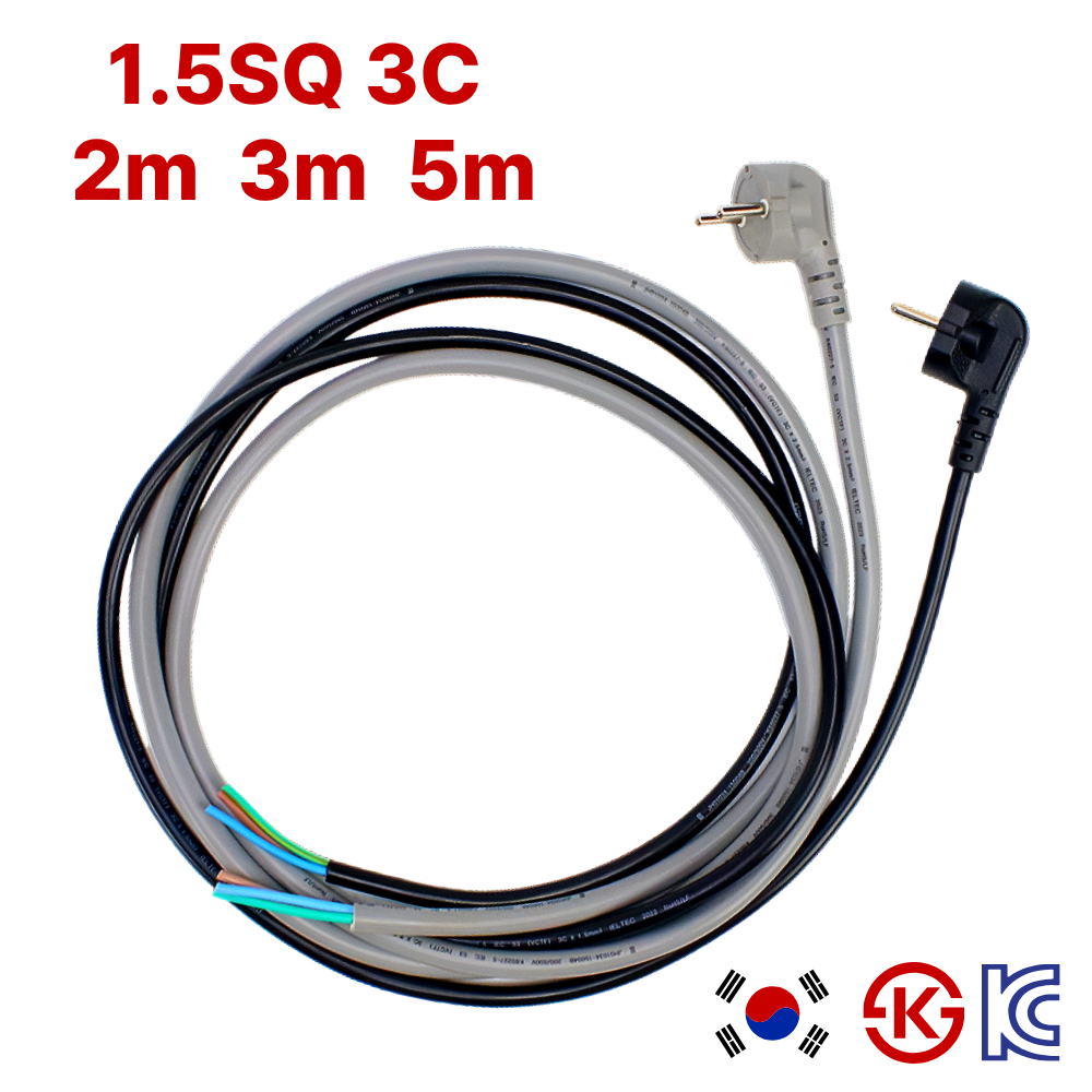 국산 AC 전원 케이블 1.5SQ 3C 220V 전기코드 2m 3m 5m, 현재가 13,850원