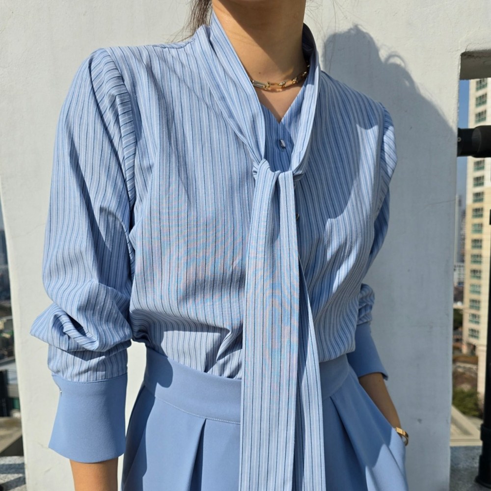 노카라 스트라이프 리본 예쁜 여자 블라우스 셔츠 49,500원