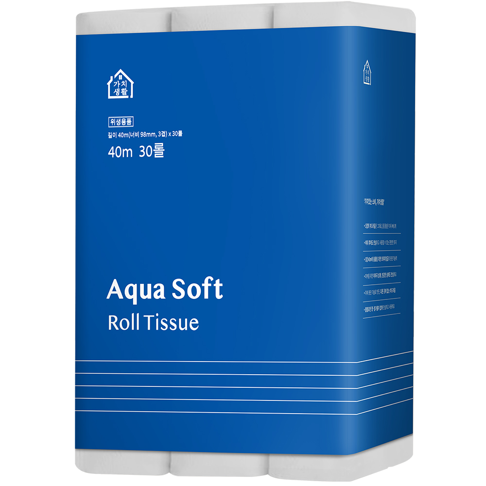 가치생활 물에 잘 녹는 천연펄프 3겹 대용량 고급 롤화장지, 1개, 30롤, 40m 23,500원