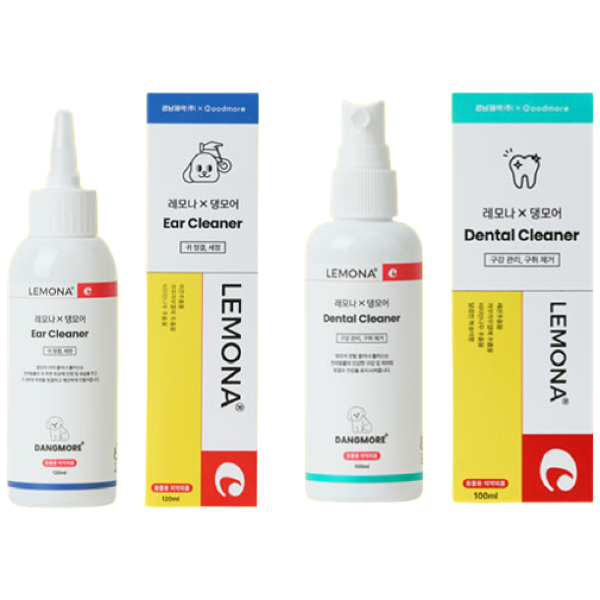 레모나X댕모어 이어클리너+덴탈클리너 2종세트 강아지 귀세척 강아지 치석제거, 1개 37,000원