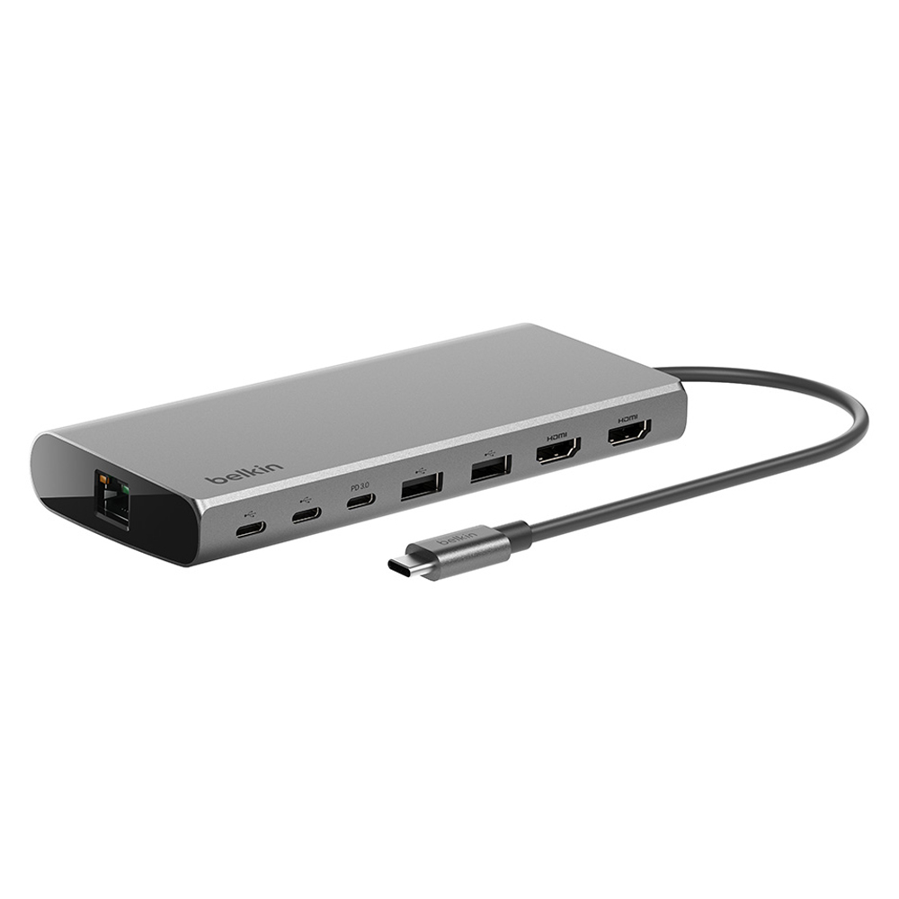 벨킨 Connect 범용 USB C 8 in 1 듀얼 디스플레이 코어 허브 INC015bt, 실버그레이, 1개 139,000원