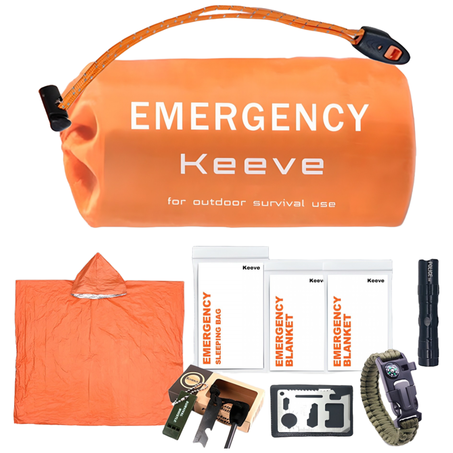 KEEVE 휴대용 재난가방 생존키트 응급 침낭 은박담요 8종세트, 1세트 24,150원