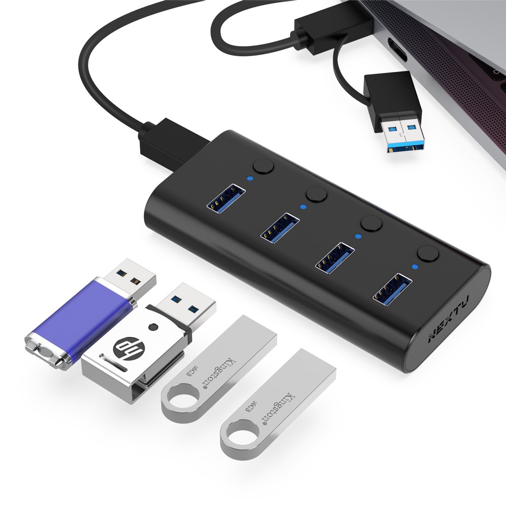 넥스트유 유이리 유전원 4포트 USB 3.0 A/C타입 허브 개별스위치 / 어댑터 포함 / 알루미늄 바디 / 5Gpbs 전송속도/ 스마트폰 노트북 연결 20,600원