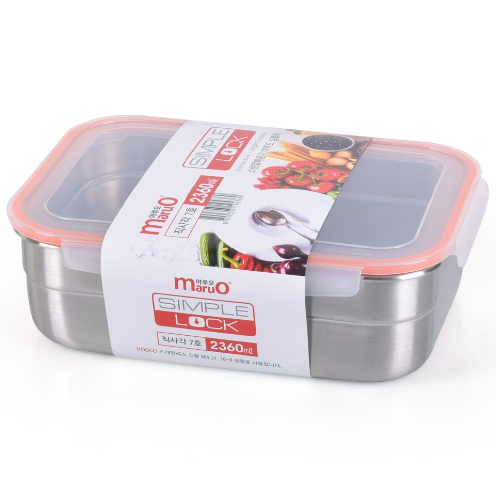 마루오 심플락 국산 스테인리스 밀폐용기 직사각 7호 2360ml, 본품, 2개 32,900원
