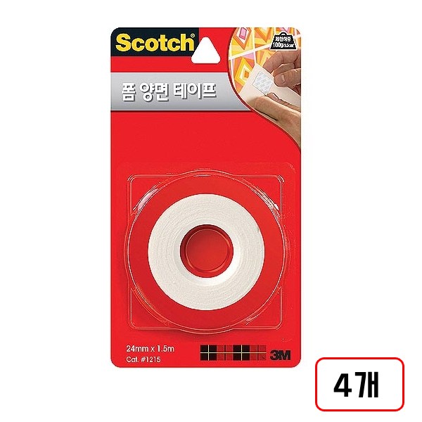3M)폼양면테이프, 4개, (1215/24mm*1.5m/M325700) 27,000원