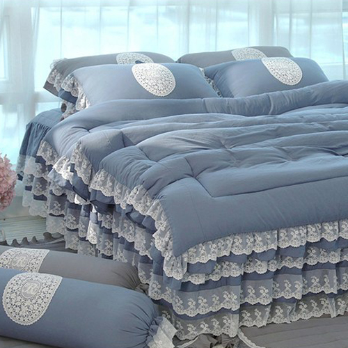 류금숙 프렌치 향기 실키케어 프릴 차렵이불 + 베개커버 + 이중프릴 침대커버 세트 258,350원