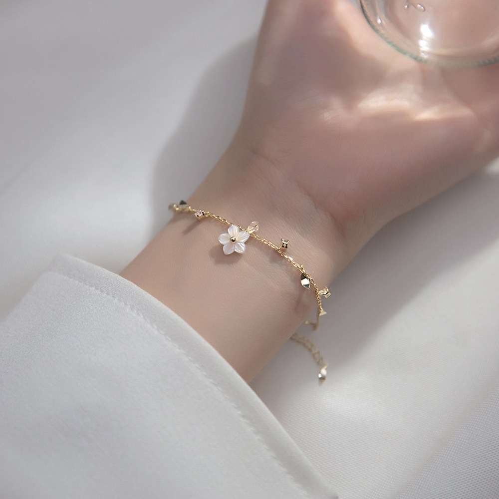 에르모사제이 W105 실버 925 자개 플라워 꽃 잎 체인 은팔찌 38,900원