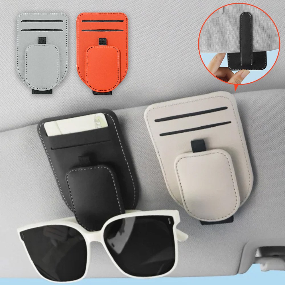 차량 선바이저 선글라스 안경 가죽 클립 홀더 카드형, 1개, 차량용 안경홀더 블랙 6,900원