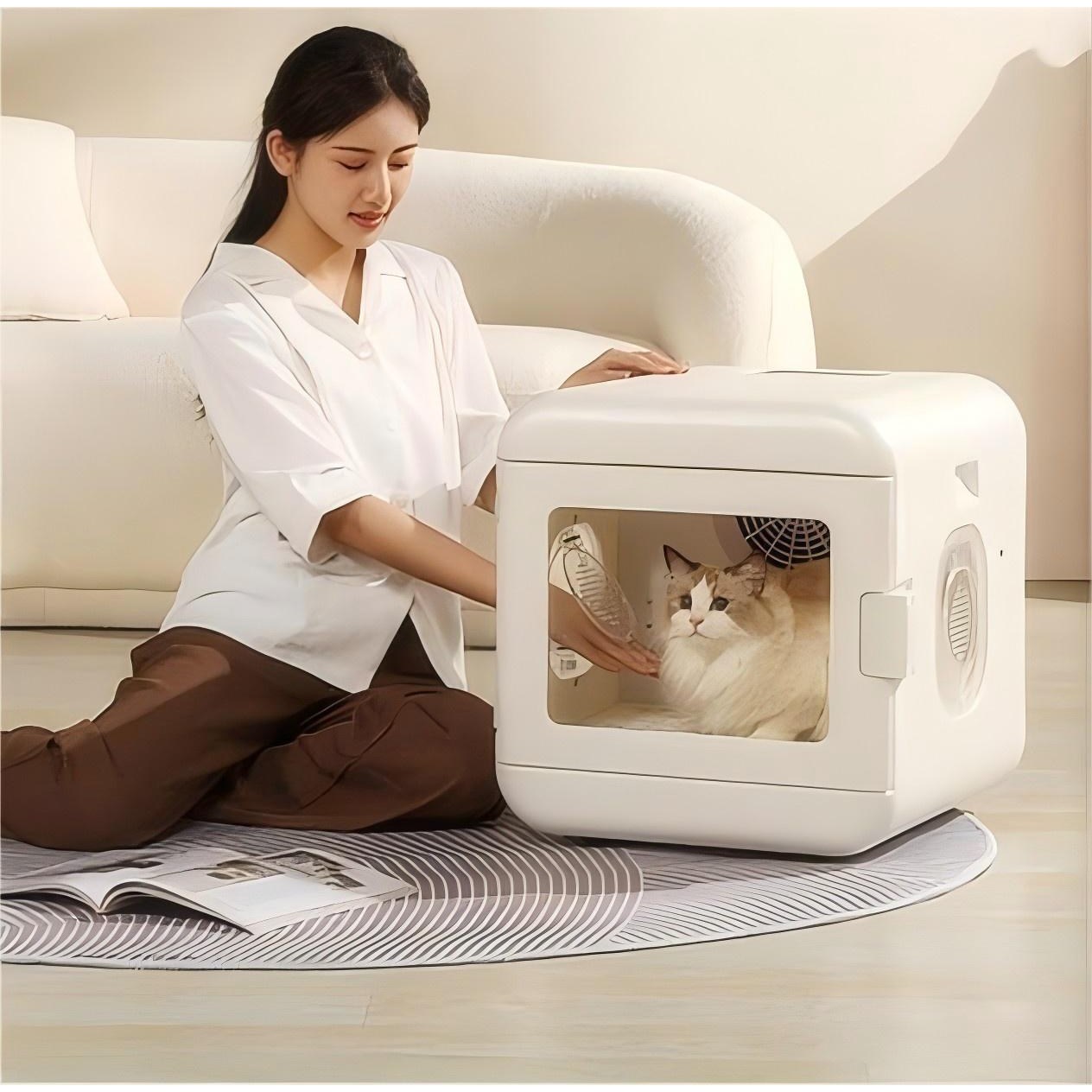 스마트 펫드라이룸 음이온 UV 저소음 유리창 가정용 강아지 고양이 드라이기 한국형 플러그 애견 강아지 펫 드라이룸  반려동물 고양이 털 건조기 한국형 반려동물 드라이 266,650원