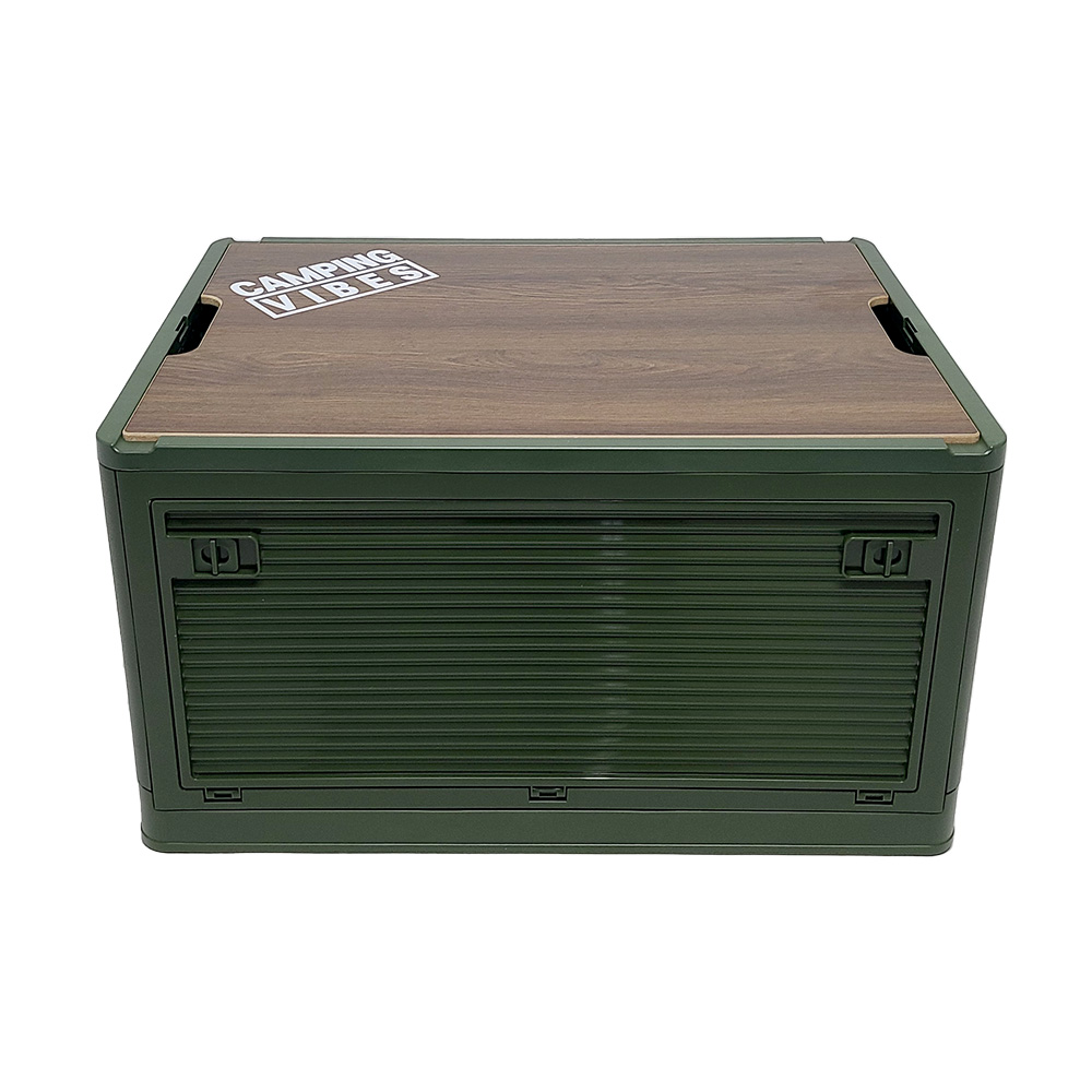 캠핑바이브스 캠핑용 폴딩박스 접이식 정리함 플라스틱상판 우드상판 84L, 카키, 1개 40,800원