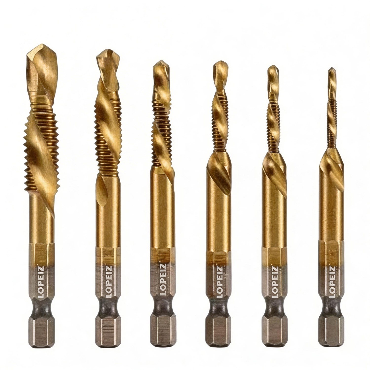 로페이즈 철 스테인레스 탭핑비트 드리비트 탭기리 나사탭 일반드릴 HSS임팩 겸용 비트 6종세트 M3 + M4 + M5 + M6 + M8 + M10 12,160원