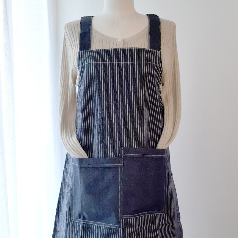 방수안감 국산 앞치마, 모던투톤 데님 스트라이프 28,900원