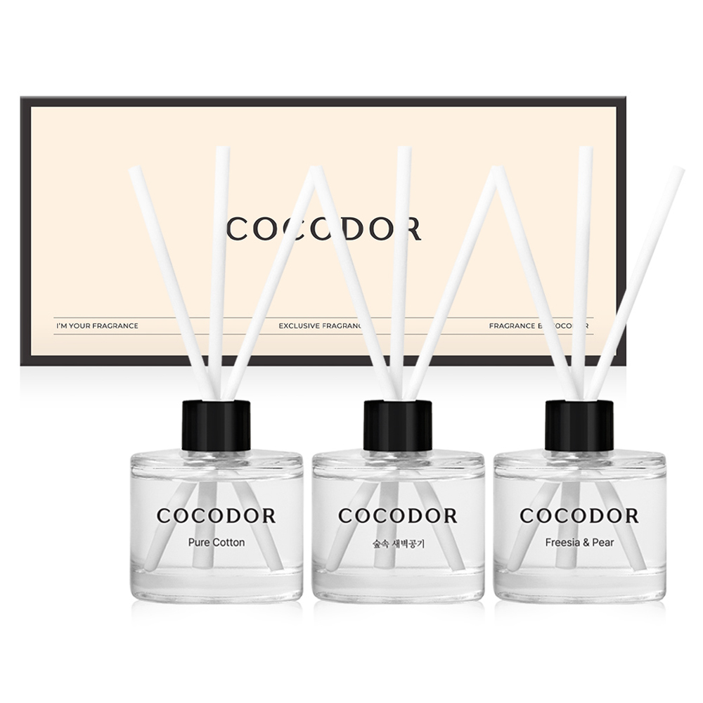 코코도르 시그니처 차량용 디퓨저 50ml x 3종 선물세트, 프리지아앤페어, 숲속새벽공기, 퓨어코튼, 1세트 9,900원
