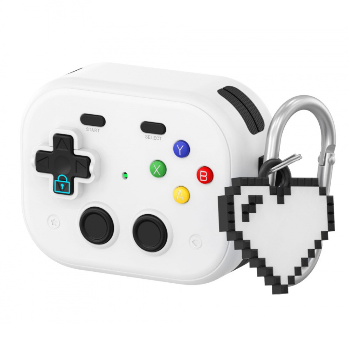 SUKI 변색방지 에어팟 TPU 케이스 조이스틱 잠금기능 분실방지, 1개, 흰색(하트참장식), 에어팟 4세대 18,500원