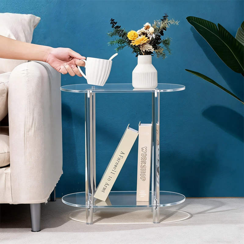 아크릴 협탁 사이드 테이블 차 탁자 침대머릿장 쇼파 미니 간이 테이블 2단, 투명, 현재가 37,600원