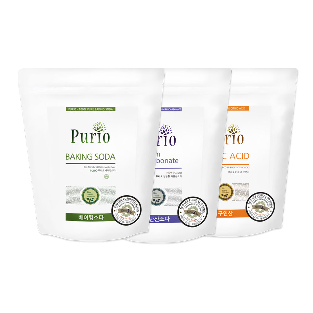 푸리오 세제 3종 세트 (베이킹소다 3kg + 과탄산소다 3kg + 구연산 3kg) 32,800원