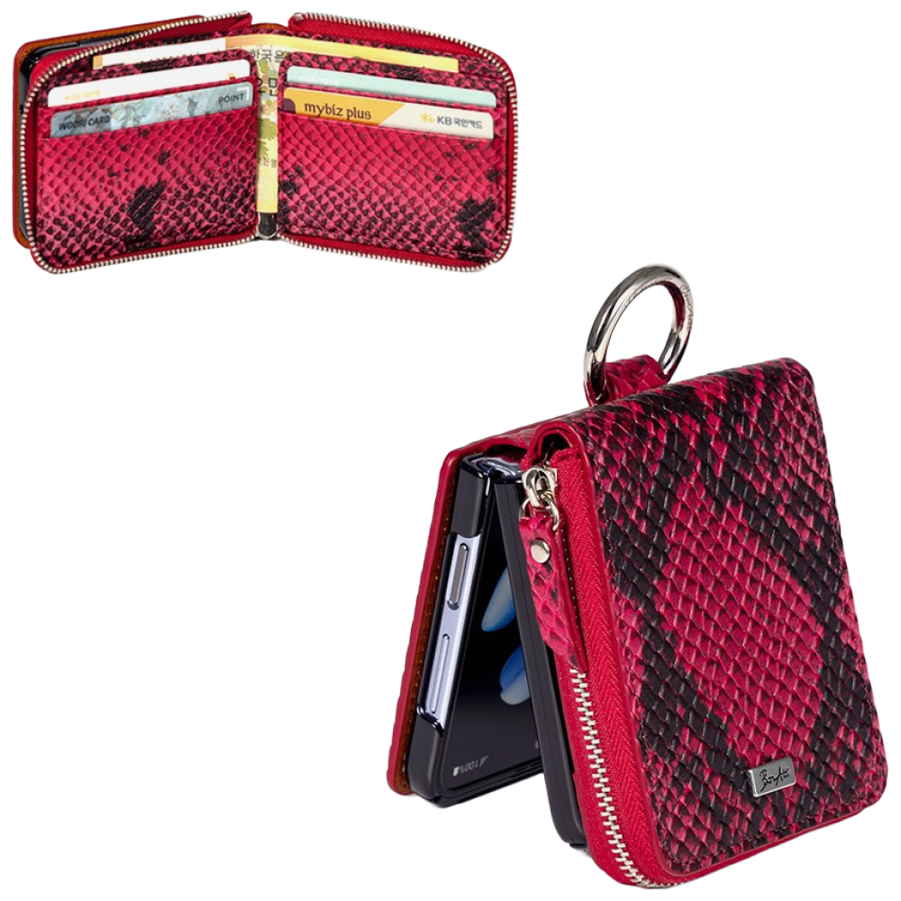 본아띠 DOLCE 천연소가죽 아나콘다 지갑형 지퍼 힌지보호 갤럭시 Z플립 케이스 59,700원