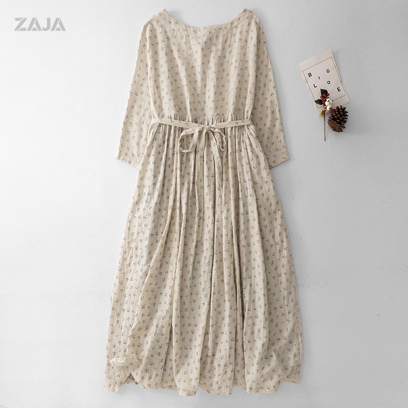 ZAJA 플라워 허리끈 여름 여성 루즈핏 린넨 원피스 42,620원