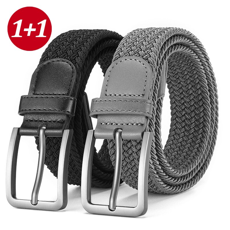 CKIRUV 남녀 공용 캔버스 탄성 벨트, 블랙+그레이, 2개 18,900원