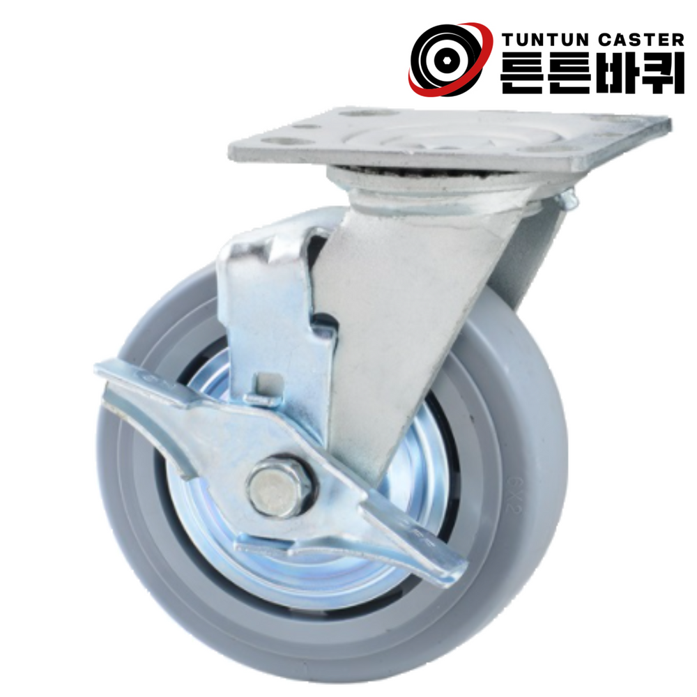 고무바퀴 중량 5인치 회전브레이크 150kg 국산 캐스터 중하중 작업대 산업용 특대형, 1개 16,500원
