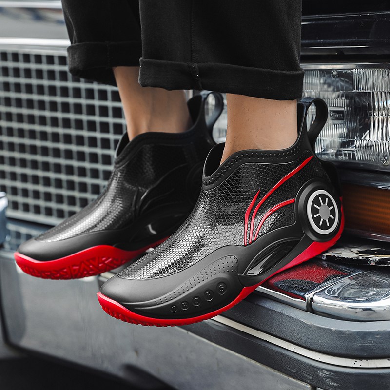 TIMEPURE 패션 남녀 공용 숏 레인부츠 방수 및 미끄럼 방지 기능, 주방 아웃도어 낚시용 커플 고무신 7,900원