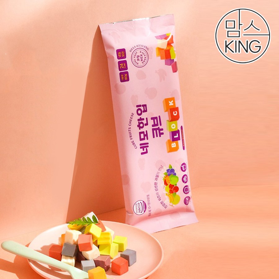 [맘스킹] 네모한입큐브 과일큐브치즈 MIX 24입(8가지맛)X2세트 15,900원