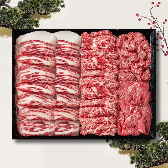 [예담우] 1++등급 한우 선물 기품세트 1kg(차돌250g+참갈비250g+국거리250g+불고기250g) 103,000원