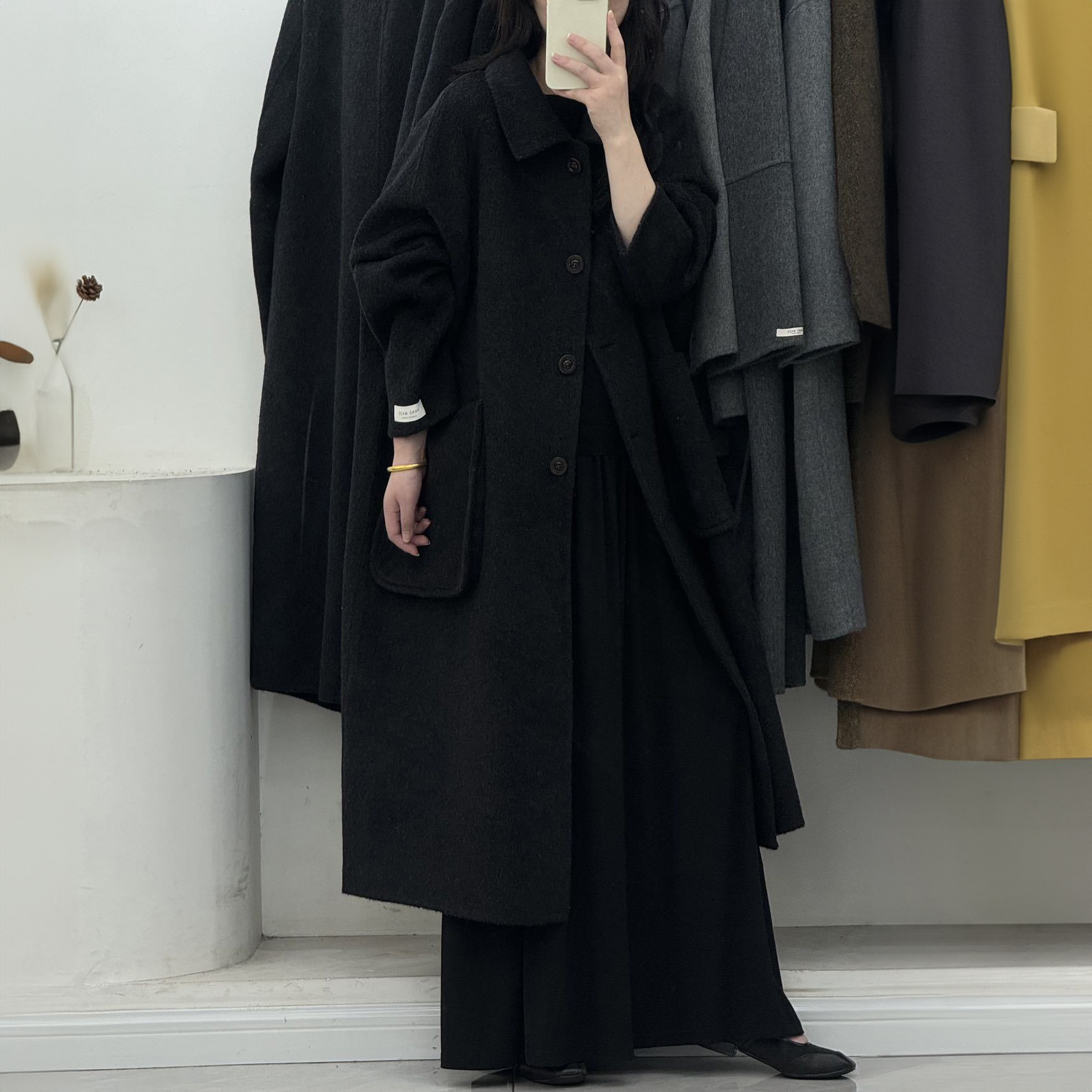 퀸앤조이 벨르 울100% 포켓 싱글 핸드메이드 롱코트 199,800원