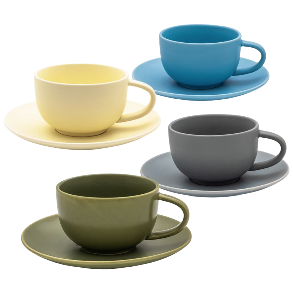 [무브나] 매트 머그컵 세트 아이보리, 블루,그린, 그레이 4세트 (컵4개, 받침4개), 1개, 아이보리,블루, 그린, 그레이 60,000원