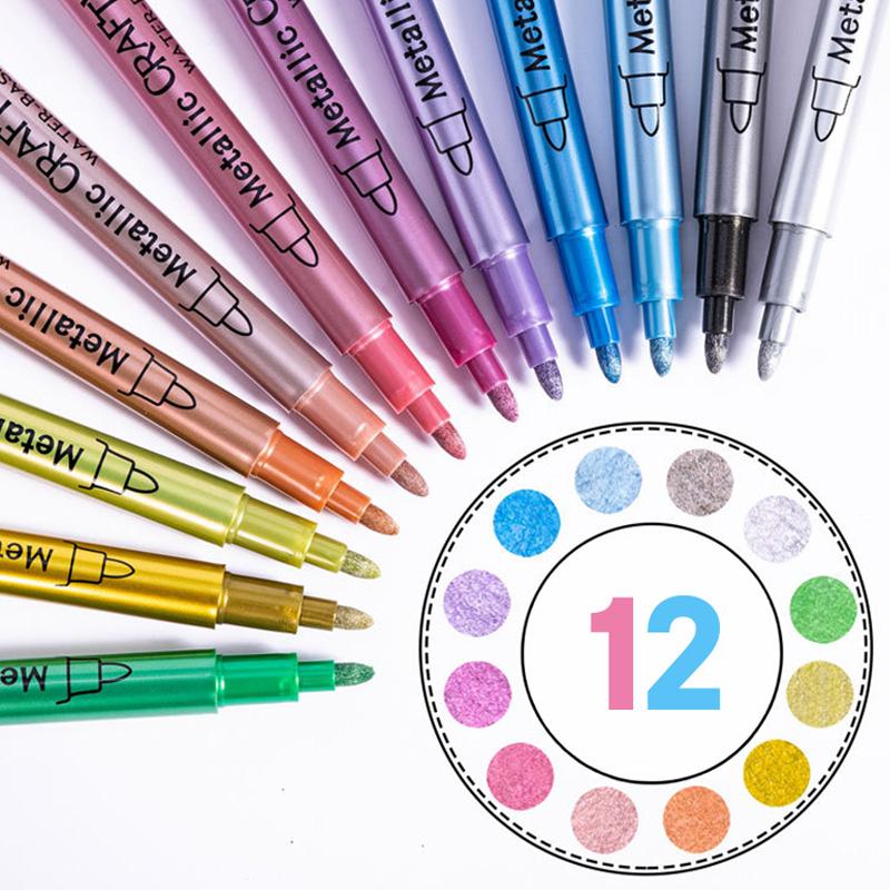 미니플 메탈릭 컬러 마카펜 세트, 1세트, 12색 14,800원