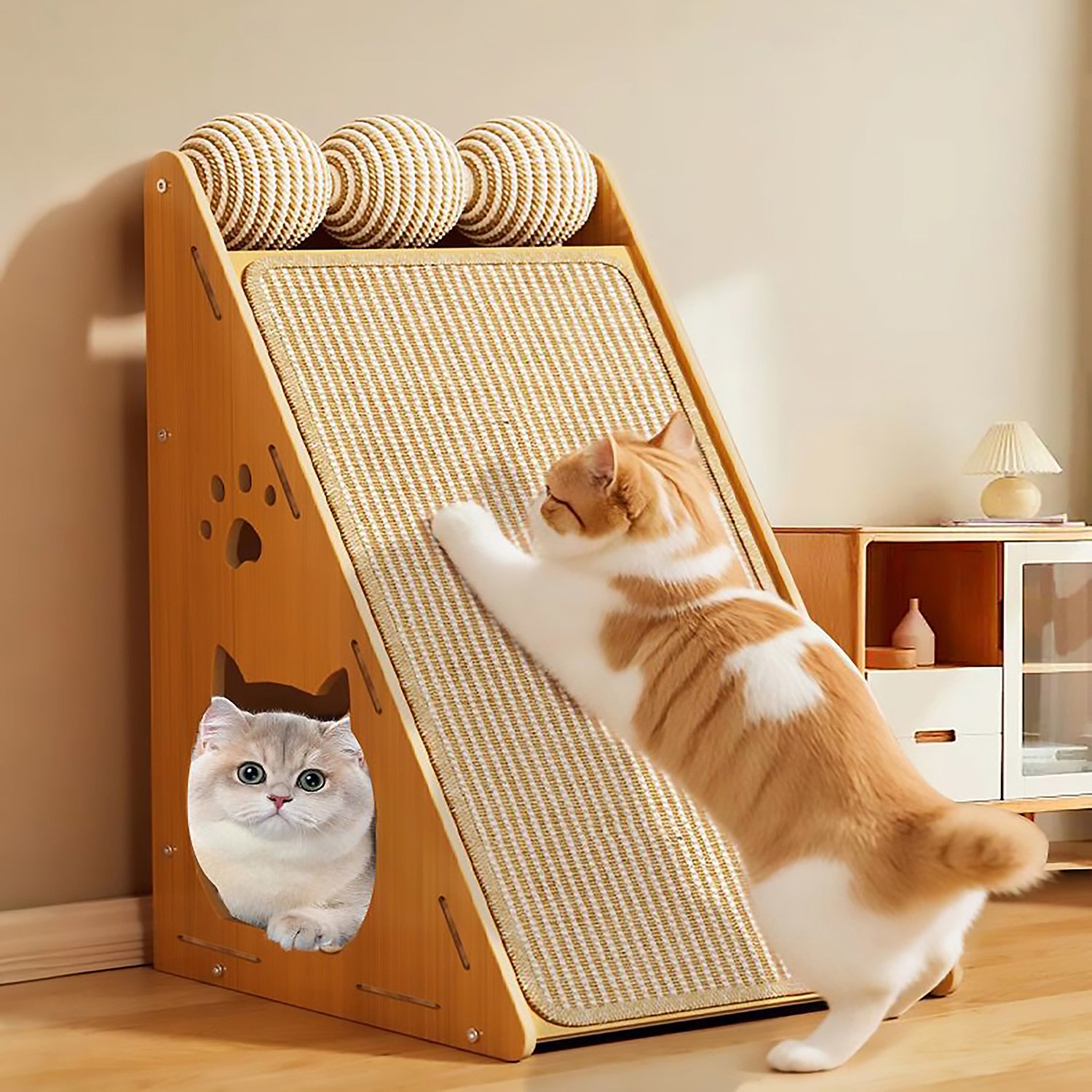 PETTOO 고양이 수직 스크래치 황마 편직 내마모 놀이공원, 1개, 노란색 27,470원