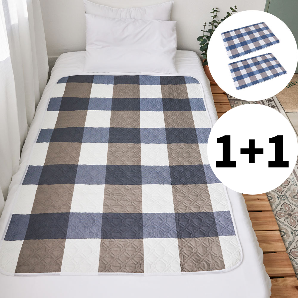 하루필 침대 오염방지 환자용 성인 방수패드, 남색체크, 2개 8,900원