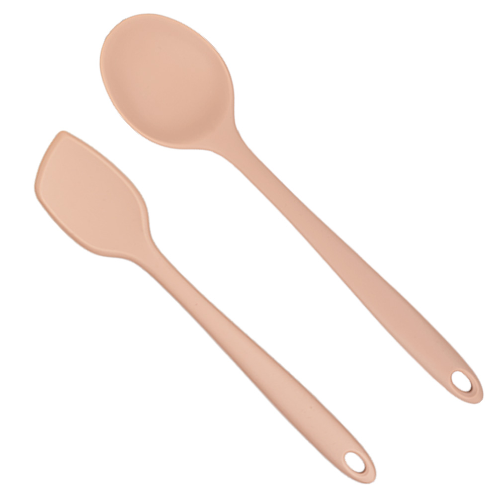 모모빈 실리콘 이유식 조리도구 스파츌라 + 멀티스푼 요리스푼 미니 볶음주걱, 테라코타 로즈, 1세트, 스파츌라 S + 멀티스푼 L 13,900원