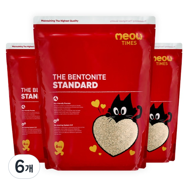 미우타임즈 더 벤토나이트 스탠다드 응고형 고양이 모래, 6kg, 6개, 무향 72,400원