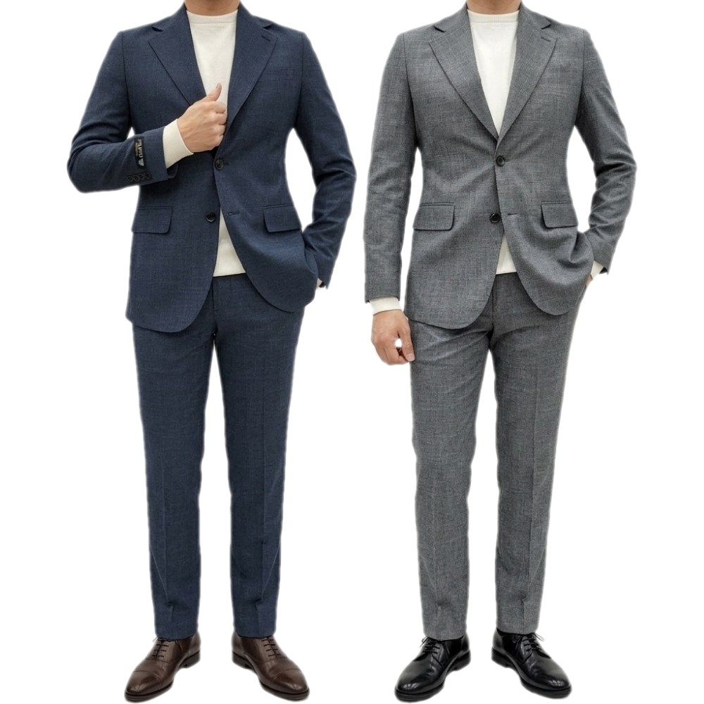 브랜드라인 남자 봄 가을 3컬러 싱글 울 세미 슬림핏 울텍스 스테치 수트 정장 세트 199,900원