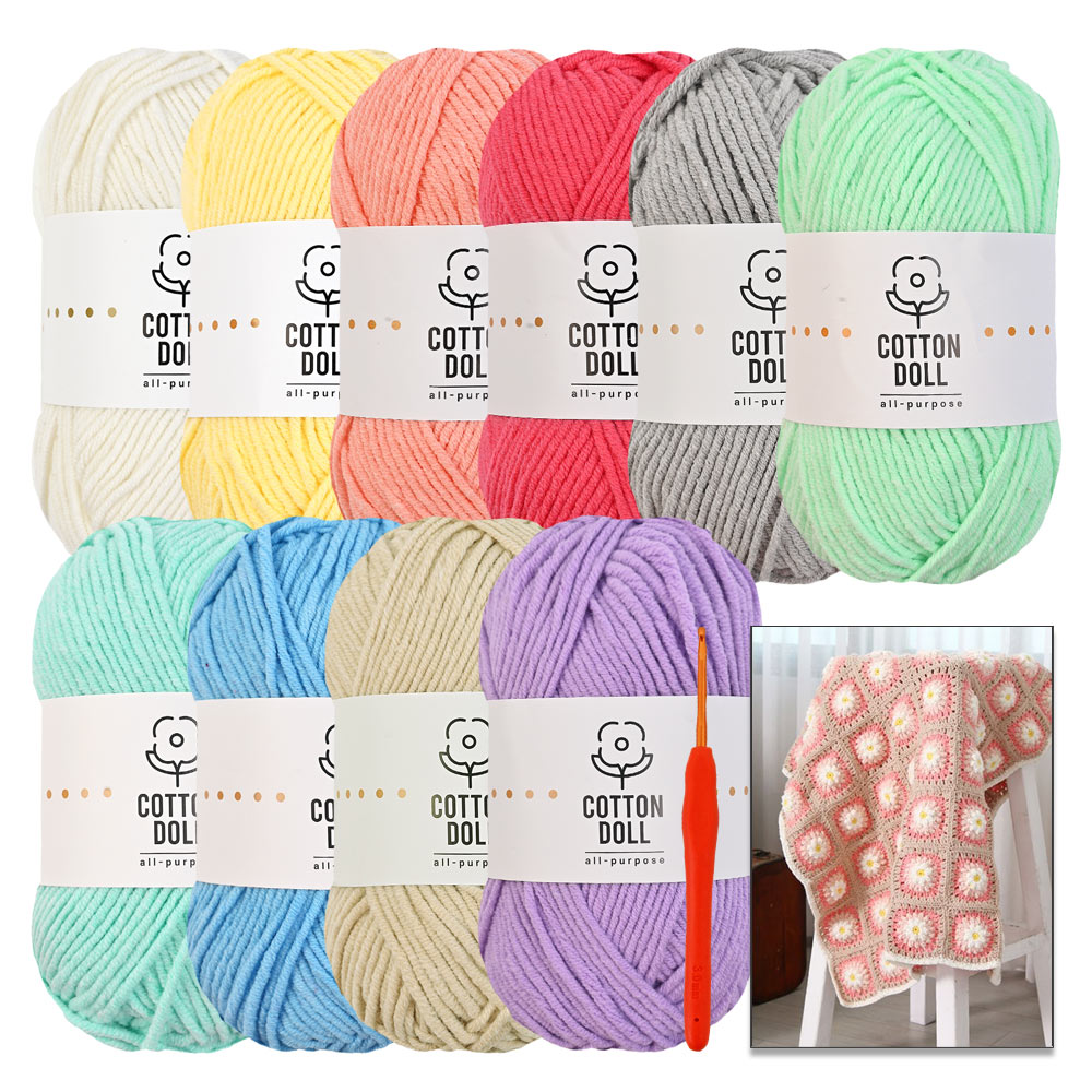 니뜨 코튼돌 뜨개실(50g) (파스텔톤)x10볼+모사용코바늘 5/0호(3.0mm)+코튼돌그래니플라워블랭킷도안 28,000원