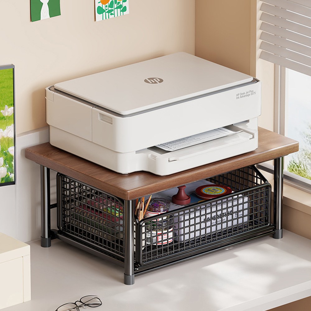 Equator 다용도 서랍형 선반 책상용 프린터 수납대 사무실 복사기 받침대 주방 정리 선반 커피코너 수납 선반 소형 정리대, 1개, 블랙 메쉬+1층 서랍 있음 45,000원