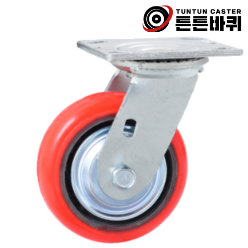중량 4인치 회전 우레탄 바퀴 산업용 캐스터 200kg 바퀴폭 40mm, 1개 14,200원