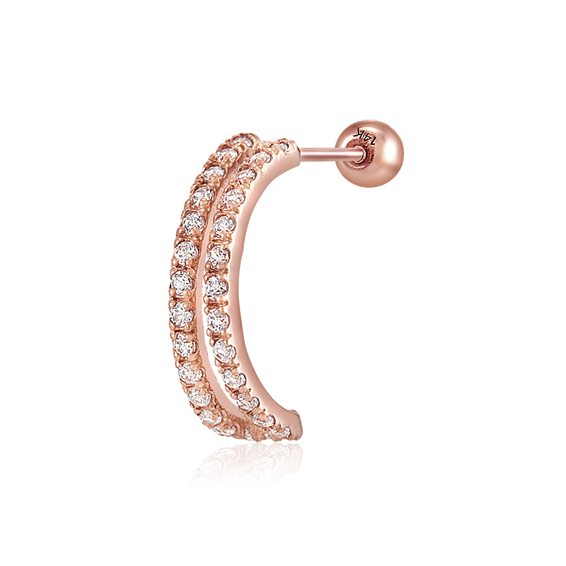 [니지쥬얼리] 전체 14K 핑크골드 피어싱_FET_55 큐빅 귀걸이 186,900원