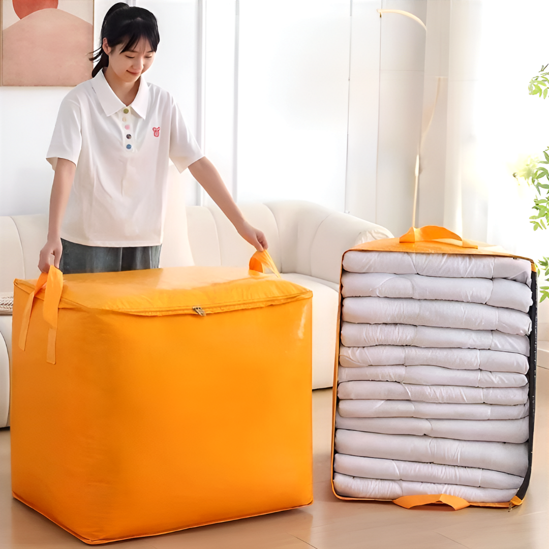 아즈몰 2pcs 튼튼한 초대형 이사 가방 접이식 보관백 손잡이 이삿짐, 2개, 옐로우 19,400원