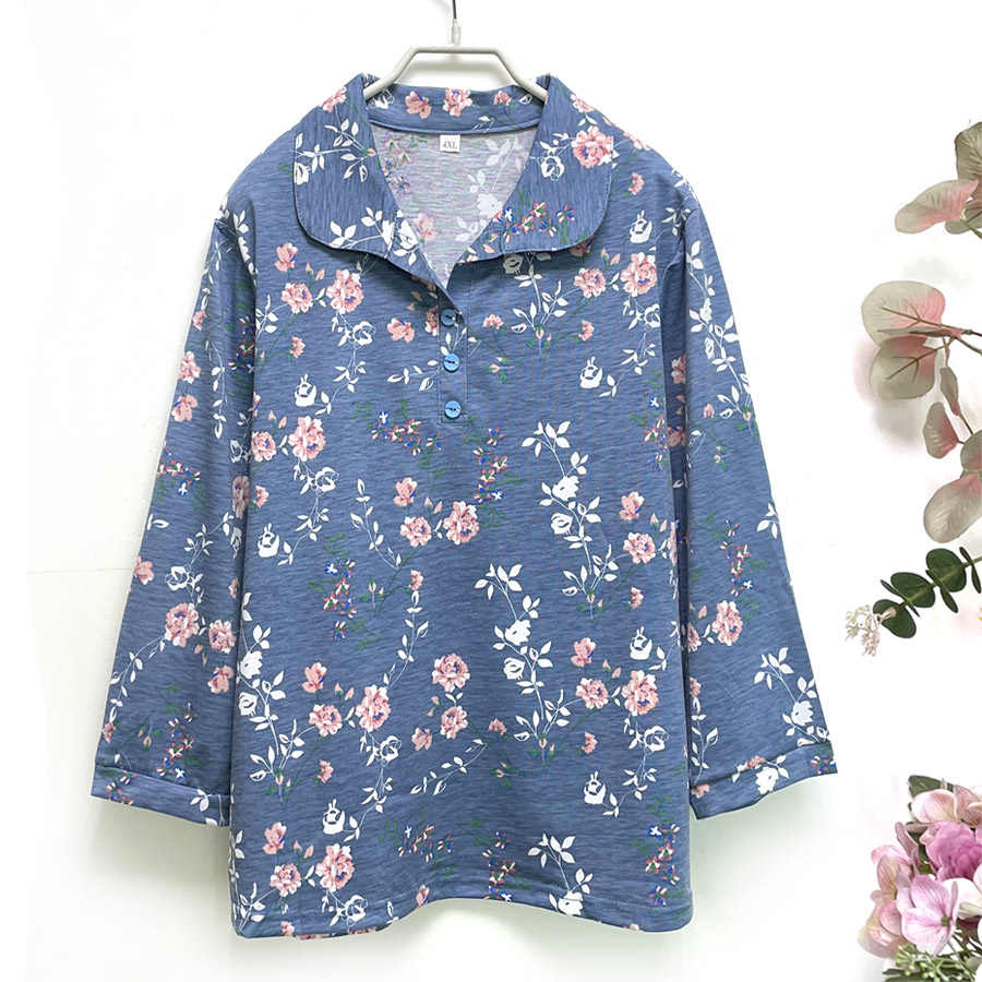 국민할매 할머니옷 엄마옷 데일리 헤라장미 면 카라 7부 티셔츠[CH-T17] 요양원옷 16,900원