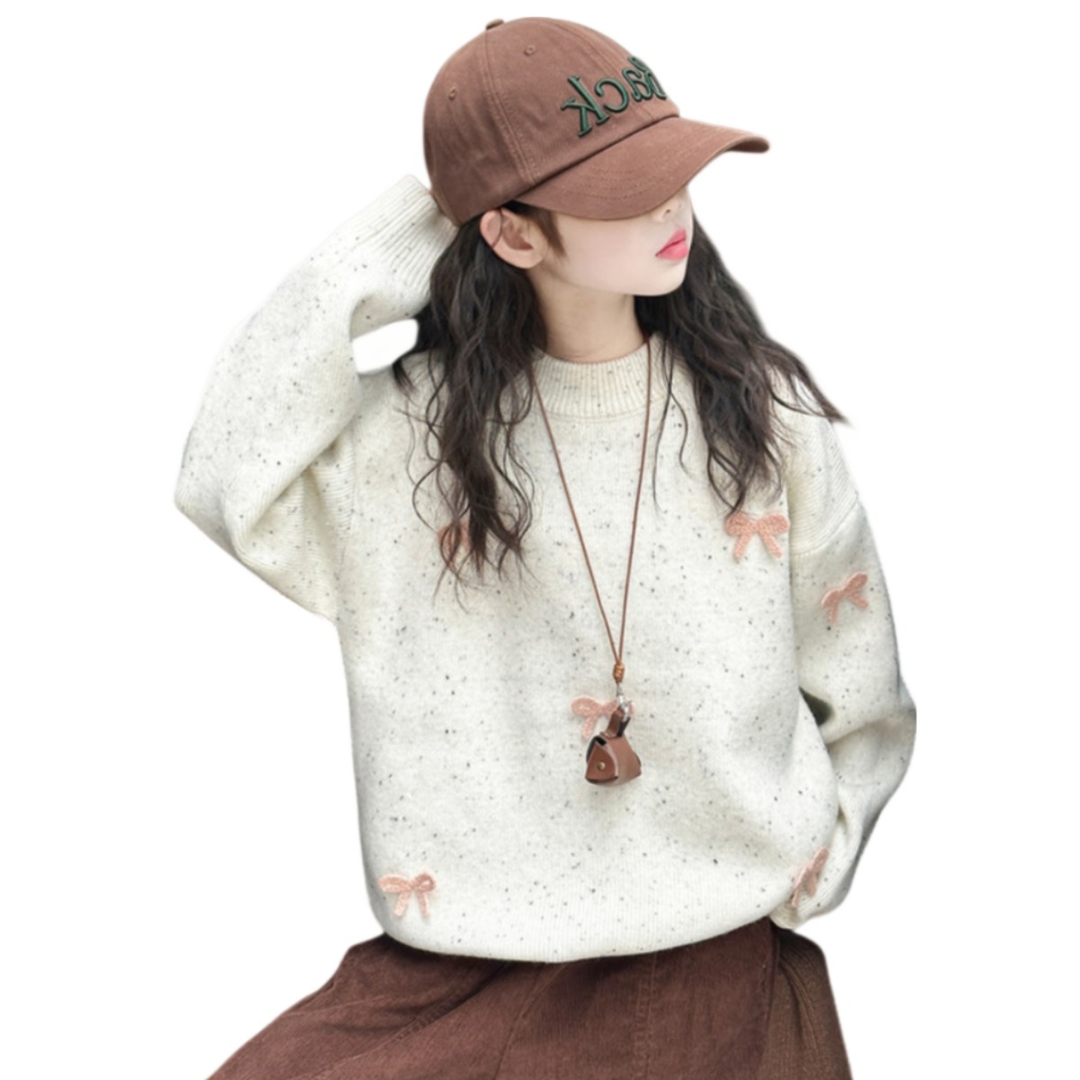 고품질 아동 여아 트렌디 보우 니트 스웨터 두툼한 편안한 워밍 캐주얼 스웨터 30,300원