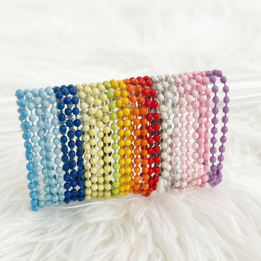 레인보우캣 컬러 군번줄 키링 줄구슬 볼체인 5,800원