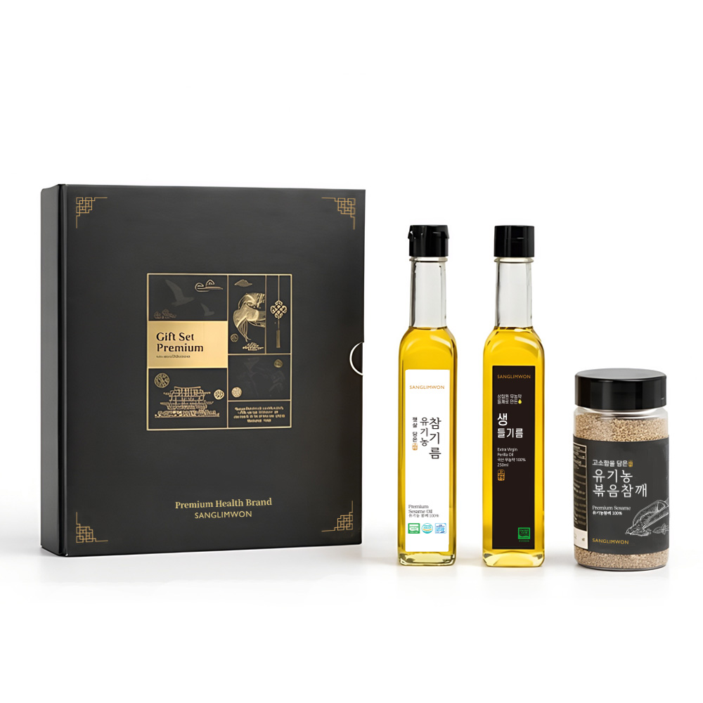 [선물세트] 상림원 프리미엄 오일 선물세트 B형(무농약 생들기름250ml+유기농 저온참기름250ml+유기농 볶음참깨160g), 3개, 250ml 49,800원