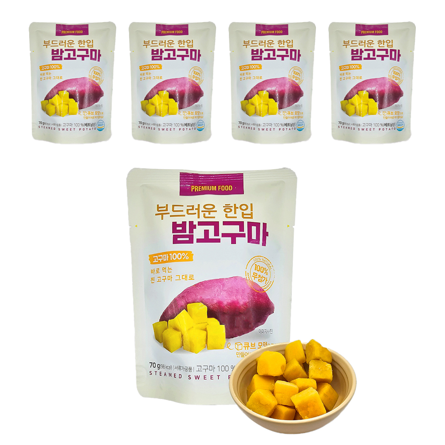 해맑음 부드러운 한입 밤고구마, 5개, 70g 11,000원