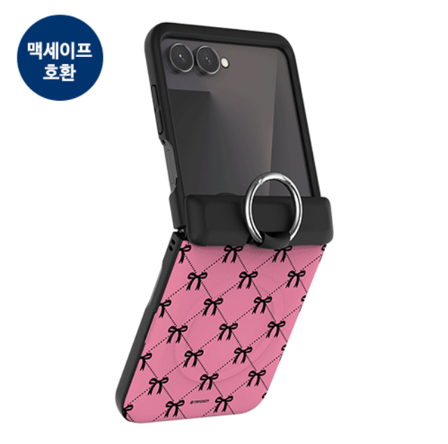 Z플립7 코지 리본 패턴 오토 힌지 맥세이프 호환 마그네틱 카드2장 도어 범퍼케이스 TRY 29,800원